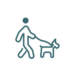 walking the dog icon. Filled walking the dog icon from behavior and action collection. Glyph vector isolated on white background. Editable walking the dog symbol can be used web and mobile