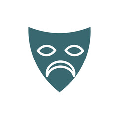 sad mask icon. Filled sad mask icon from cinema and theater collection. Glyph vector isolated on white background. Editable sad mask symbol can be used web and mobile