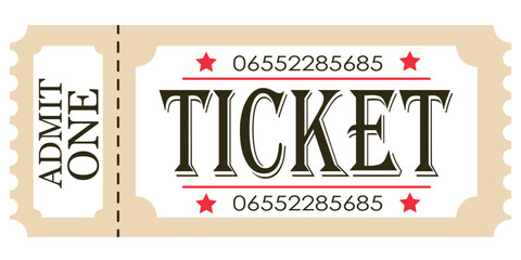 Vector flat ticket illustration. Ticket icon. Ticket