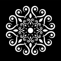 Vintage round ornament design. Circle abstract pattern with floral elements. Mandala. Circular decorative element in classic retro style. Wedding, arabesque, oriental decor. Vector illustration.