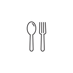 Fork and spoon line icon, logo vector