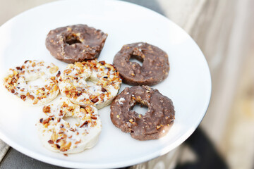 Homemade chocolate sweets with peanuts.