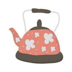 Teapot in hand drawn style on an isolated white background.