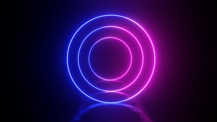 3d render, abstract colorful neon background. Simple geometric shape, arrow pin point 