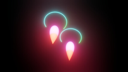 3d render, abstract colorful neon background. Simple geometric shape, blank banner, fire rocket