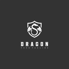 flying dragon logo and shield design inspiration