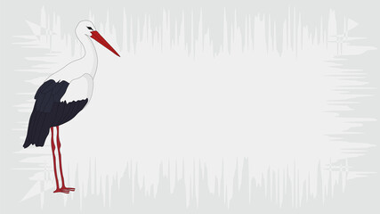 background in gray color with a stork