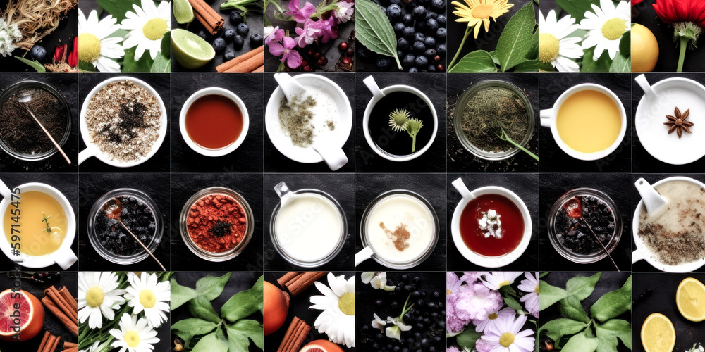 Aufkleber a beverage was created with an aromatic assortment background - generative ai.
