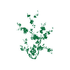 green flower tree with flowers vector silhouette icon cartoon illustrations.