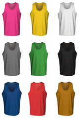 Tank Top template, from three sides, isolated on white background