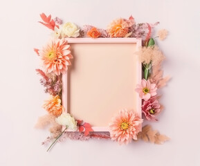 Naklejka na ściany i meble frame with flowers decoration. Generative AI