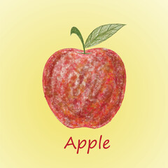 apple on yellow background. vector illustration.