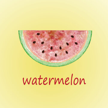 watermelon on yellow background. vector illustration.