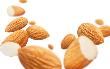 Flying delicious almonds cut out