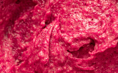 Berry yoghurt ice cream. Smoothies from fresh fruits and berries. Ice cream texture. Delicious sweet dessert close-up as a background.