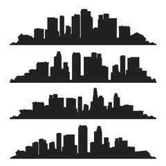 City skyscrapers monochrome set stickers