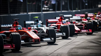 Fototapete Formula 1 racing cars at start line, generative ai © AI BLONDY