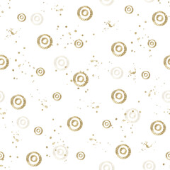 Geometric seamless pattern with gold abstract shapes.