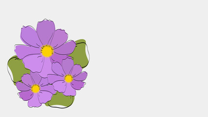 background with drawn purple flowers