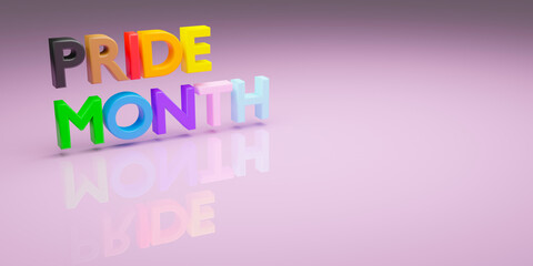 Pride month banner Typography 3d letters 