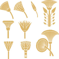 Foto op Plexiglas Vector gold monochrome set of ancient Egyptian signs and symbols. Lotus flower. © Ana Lo