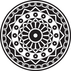 Vector black monochrome round ancient persian ornament. National Iranian circle of ancient civilization. Baghdad.