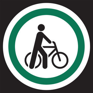Walk Your Bicycle Symbol vector road park sign sticker design.