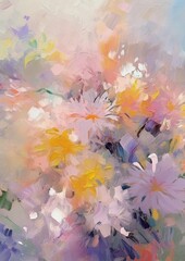 Obraz na płótnie Canvas Pale background floral impressionist. Generative Ai