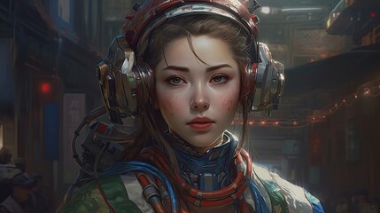 Illustration of a Fantasy woman and abstract art, AI Generated