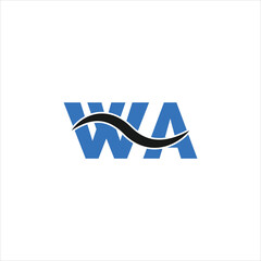 initial wa with wave logo design icon