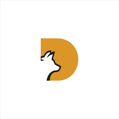 initial d with wolf logo design icon