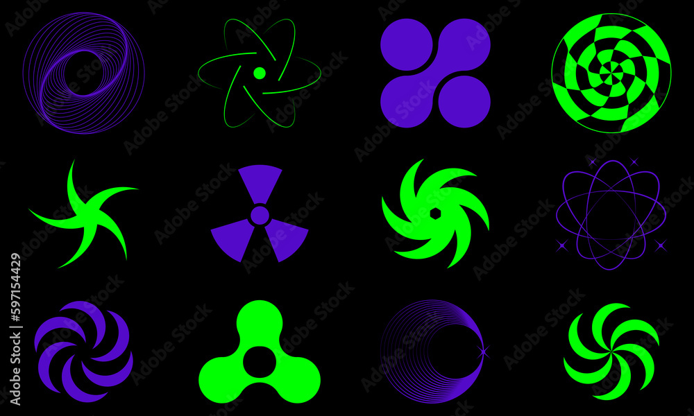 Poster y2k symbols, a large set of retro objects for design, projects, posters, banners and business cards.