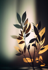 Minimalistic background with blurred foliage light and shadows. Ai generated.