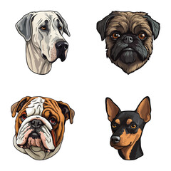 Obraz premium Dogs3 Flat Icon Set Isolated On White Background