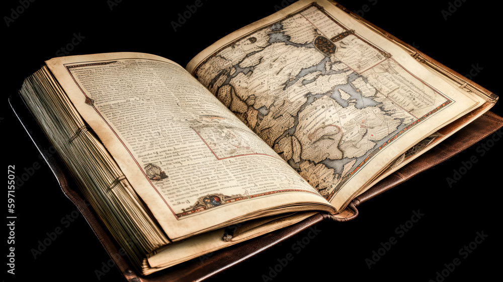 Poster the ancient book of maps opened a gateway to a new world of discovery - generative ai.