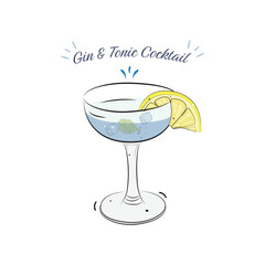 Gin & Tonic Cocktail Icon Vevtor Design. 
