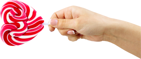 A Hand Holding A Heart Shaped Lollipop - Isolated