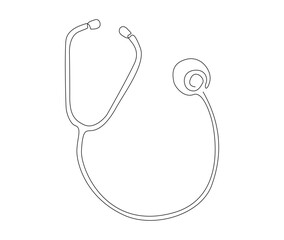 Continuous line art drawing of stethoscope. Medical tool - stethoscope single line art drawing vector illustration. Editable stroke.
