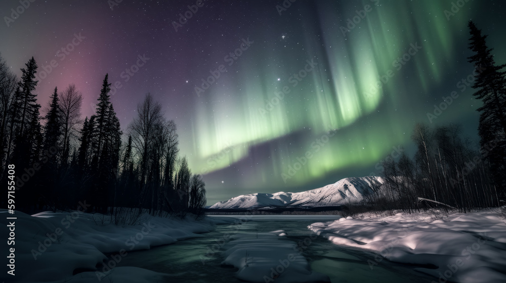 Aufkleber a vibrant image of the aurora borealis was created - generative ai.