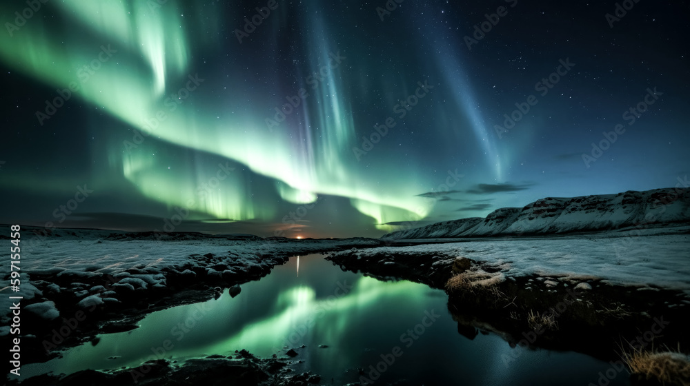 Poster aurora borealis was captured in a png file - generative ai.