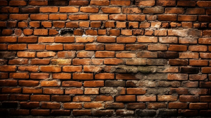 Obraz premium Old brick wall, old texture of red stone blocks. Generative Ai