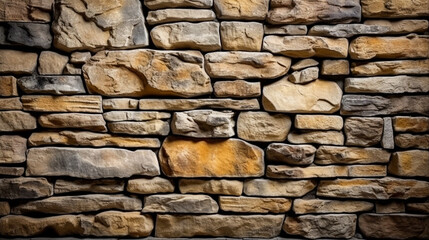 Obraz premium Pattern of modern style design decorative uneven cracked real stone wall surface. Generative Ai