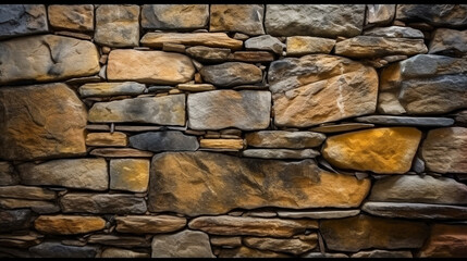 Pattern of modern style design decorative uneven cracked real stone wall surface. Generative Ai