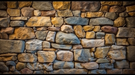 Obraz premium Pattern of modern style design decorative uneven cracked real stone wall surface. Generative Ai