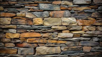 Fototapeta premium Pattern of modern style design decorative uneven cracked real stone wall surface. Generative Ai