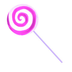 watercolor Christmas lollipop. pink candy 
