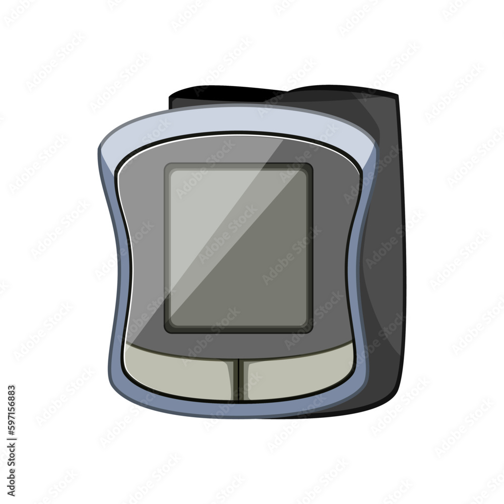 Sticker equipment blood pressure monitor cartoon vector illustration