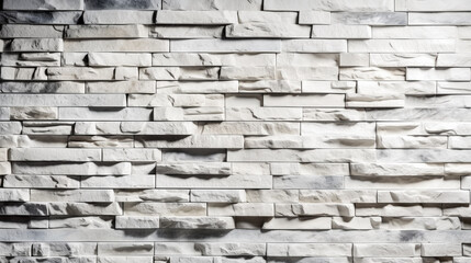 Pattern white color of modern style design decorative uneven cracked real stone wall surface. Generative Ai