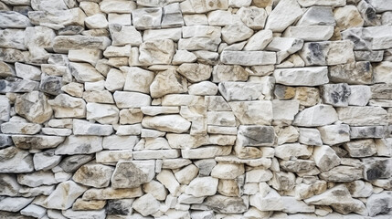 Pattern white color of modern style design decorative uneven cracked real stone wall surface. Generative Ai