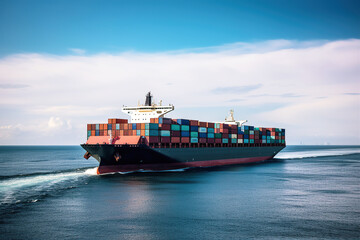 International container cargo ship, freight transportation, shipping, nautical vessel, generative ai.